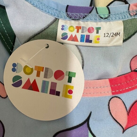 Dot Dot Smile‎ Baby Size 12/24M Blue Heart Tank Twirl Dress w/Attached Brief NWT - Picture 6 of 7